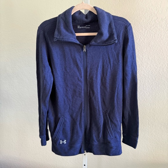Under Armour ColdGear Full Zip Jacket Women’s M Navy Thumbholes Pockets - Picture 1 of 9